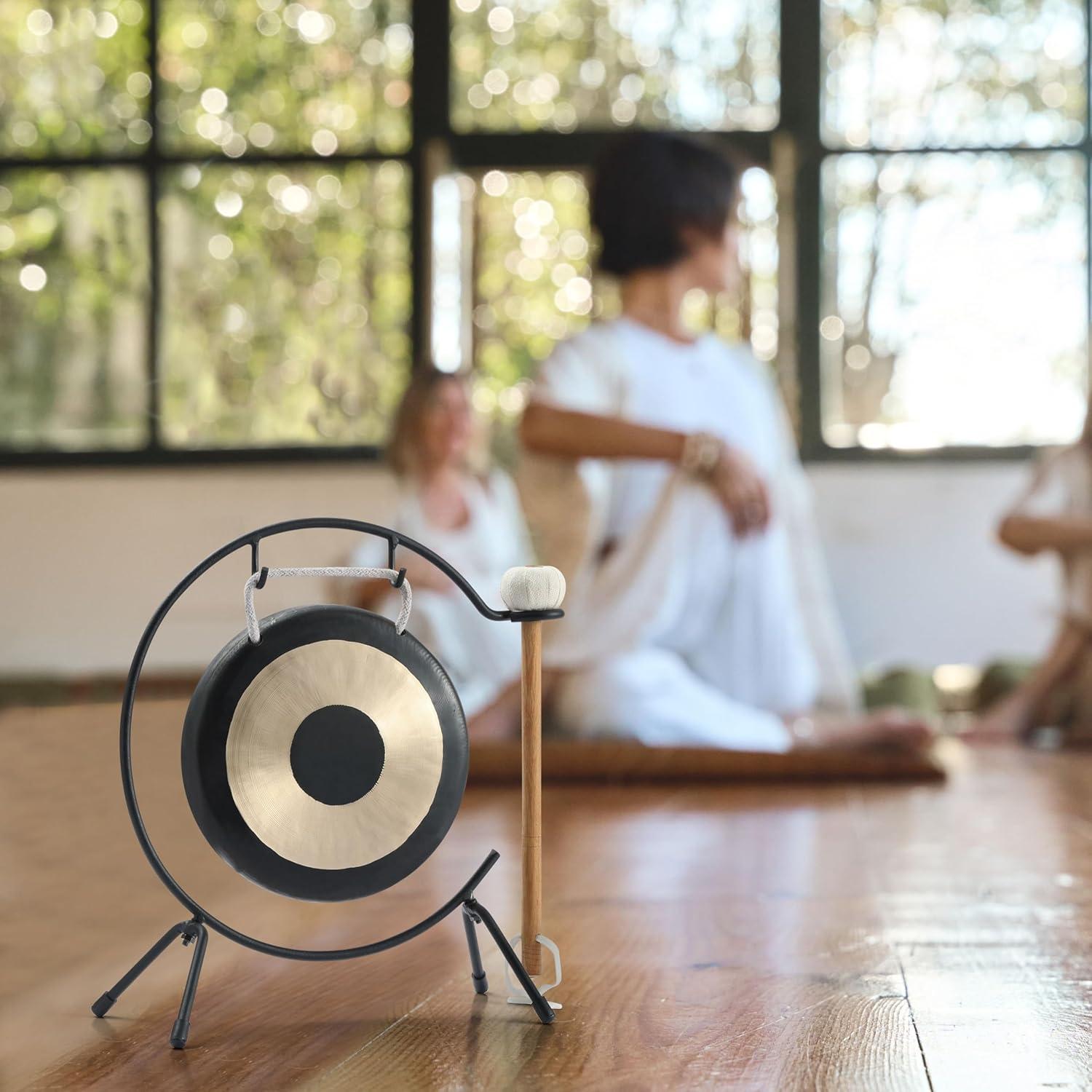 Mini Gong de Bronce 15.24 cm Ruiqnn con Soporte y Mazo