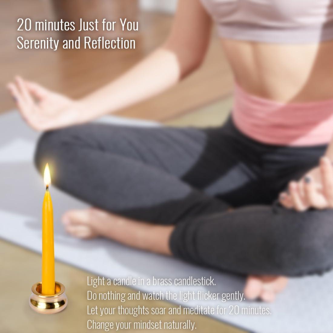 Set de 20 Velas de Cera de Abeja Pura con Soportes de Latón