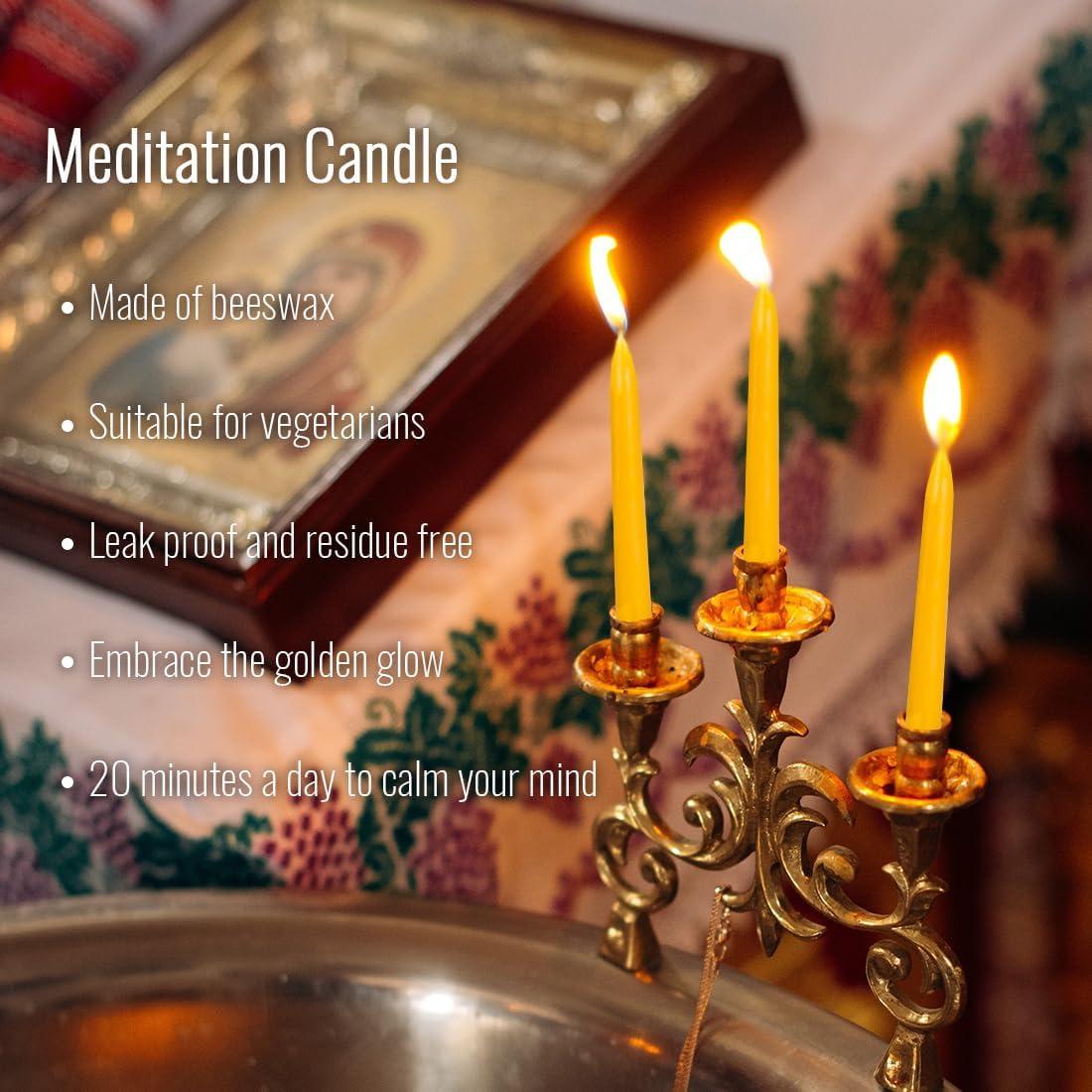 Set de 20 Velas de Cera de Abeja Pura con Soportes de Latón