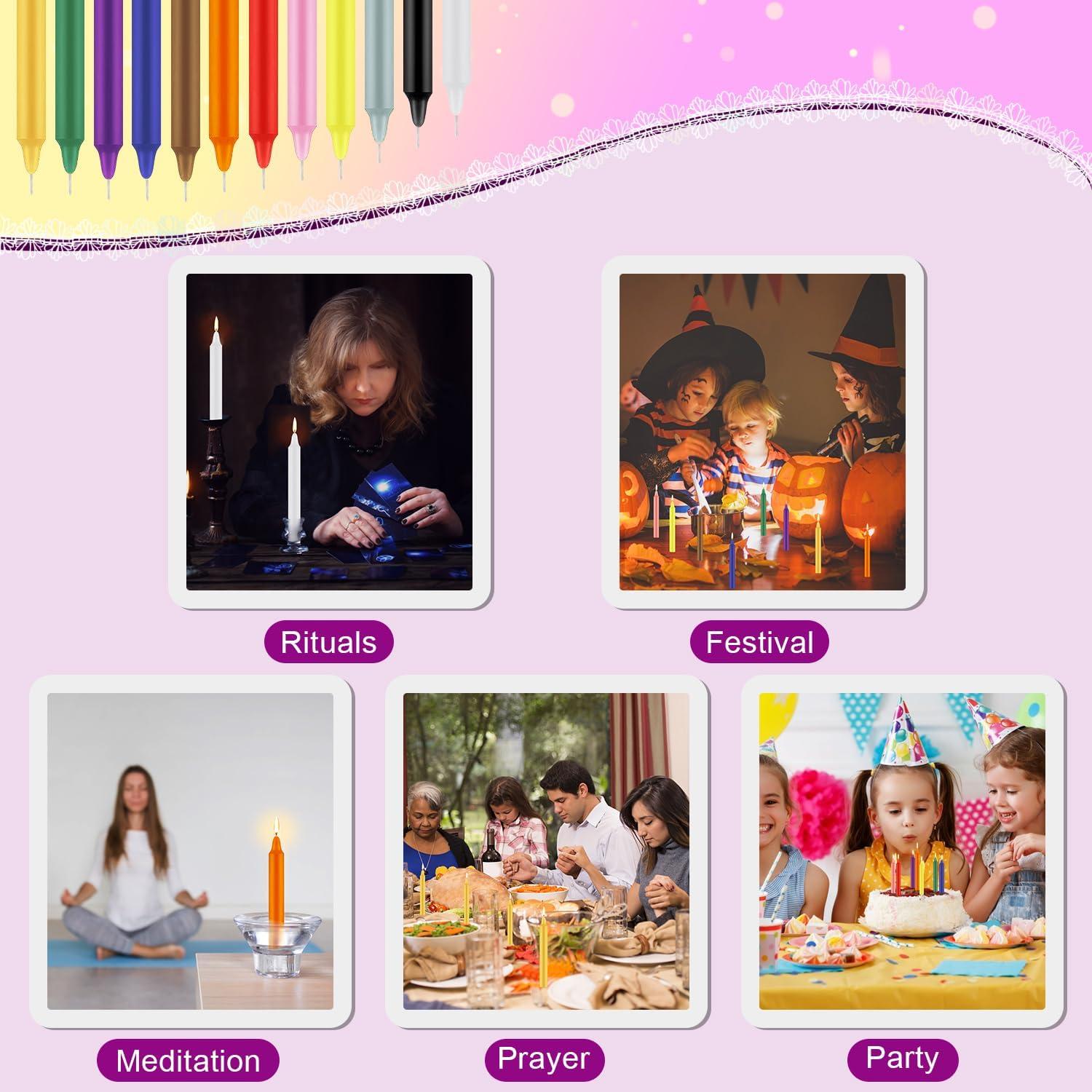 Tobeape 24 Velas Taper Multicolor 10.16 cm para Rituales