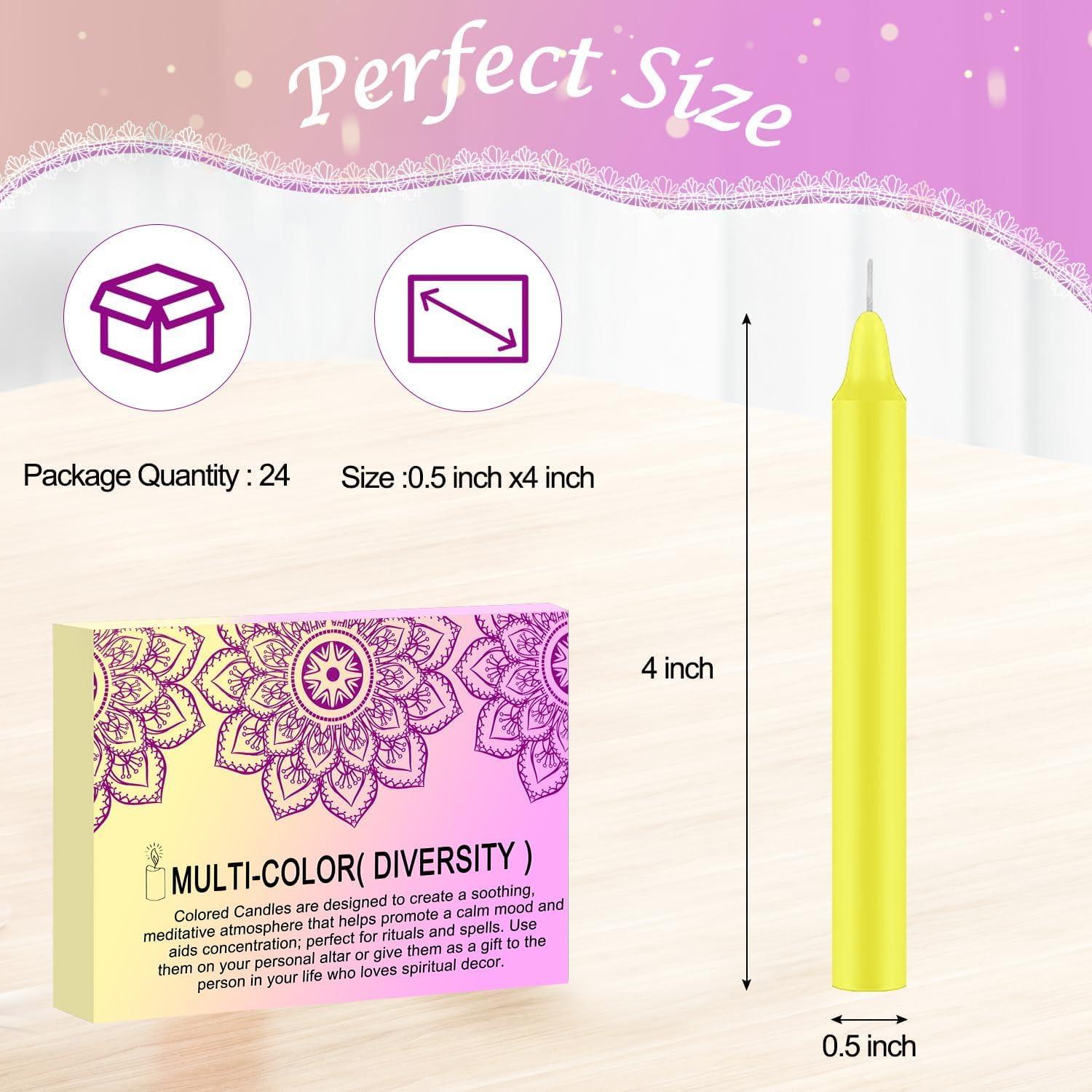 Tobeape 24 Velas Taper Multicolor 10.16 cm para Rituales