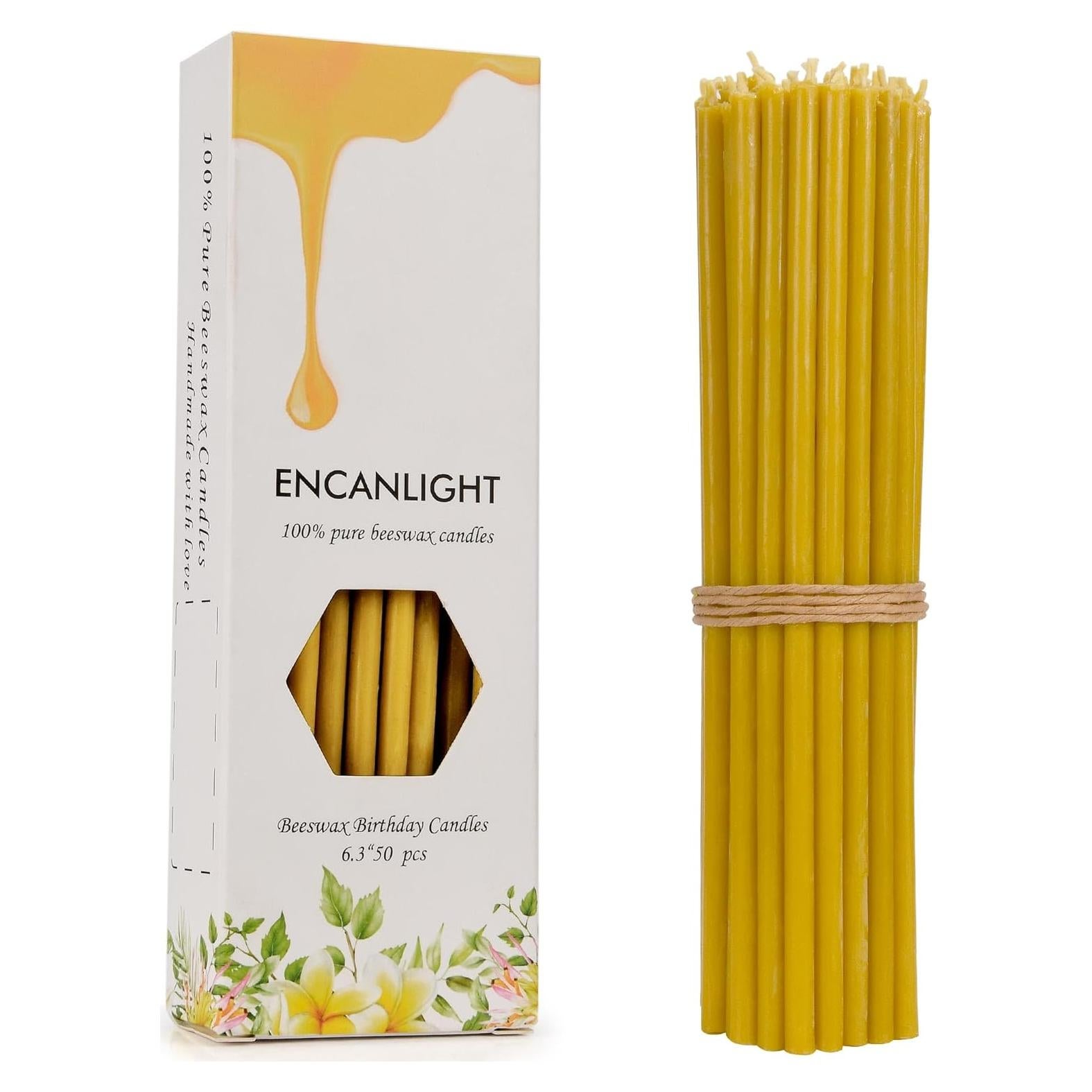 Velas de Cera de Abeja Pura Amarillas 15.5 cm - 50 Piezas