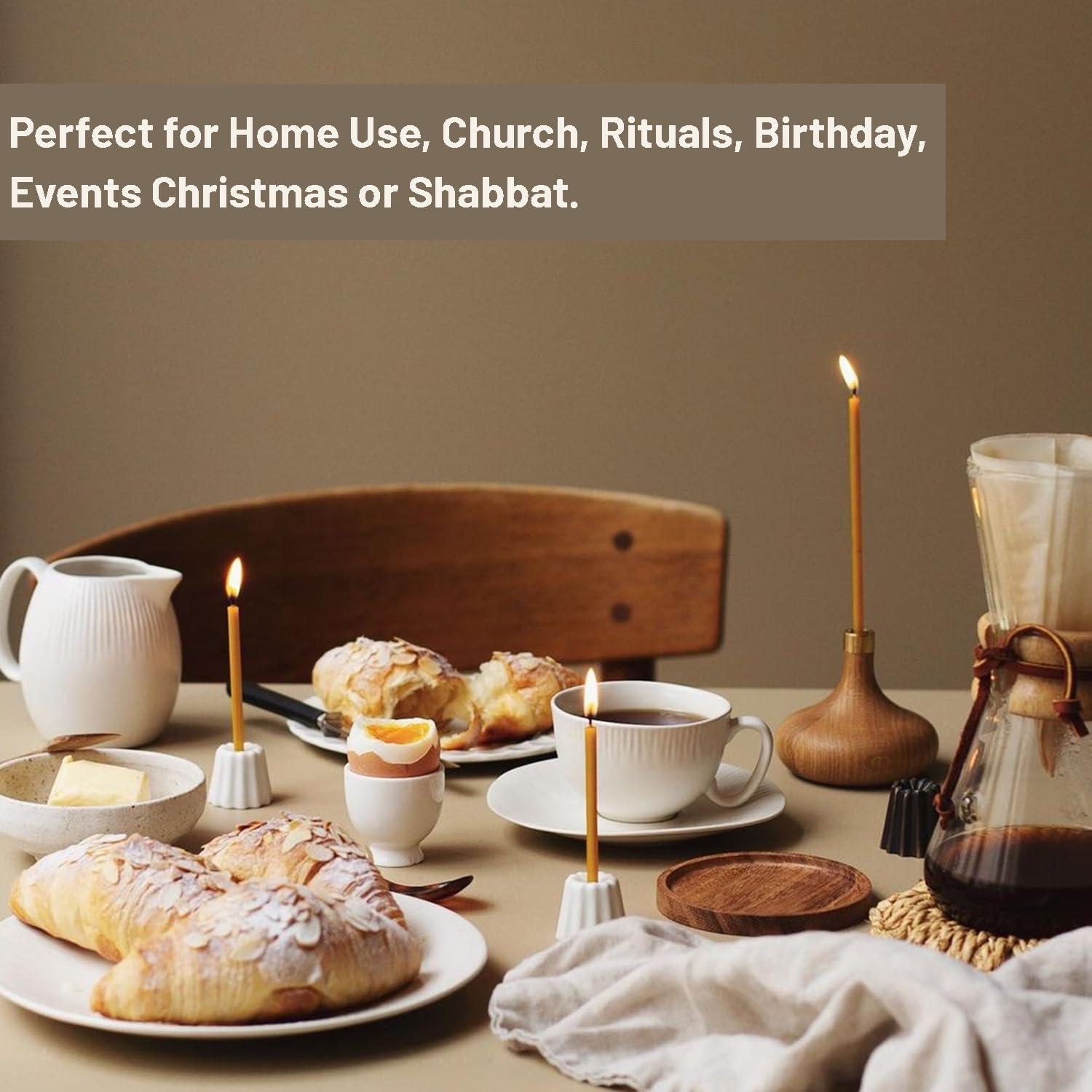 Velas de Cera de Abeja Pura Amarillas 15.5 cm - 50 Piezas