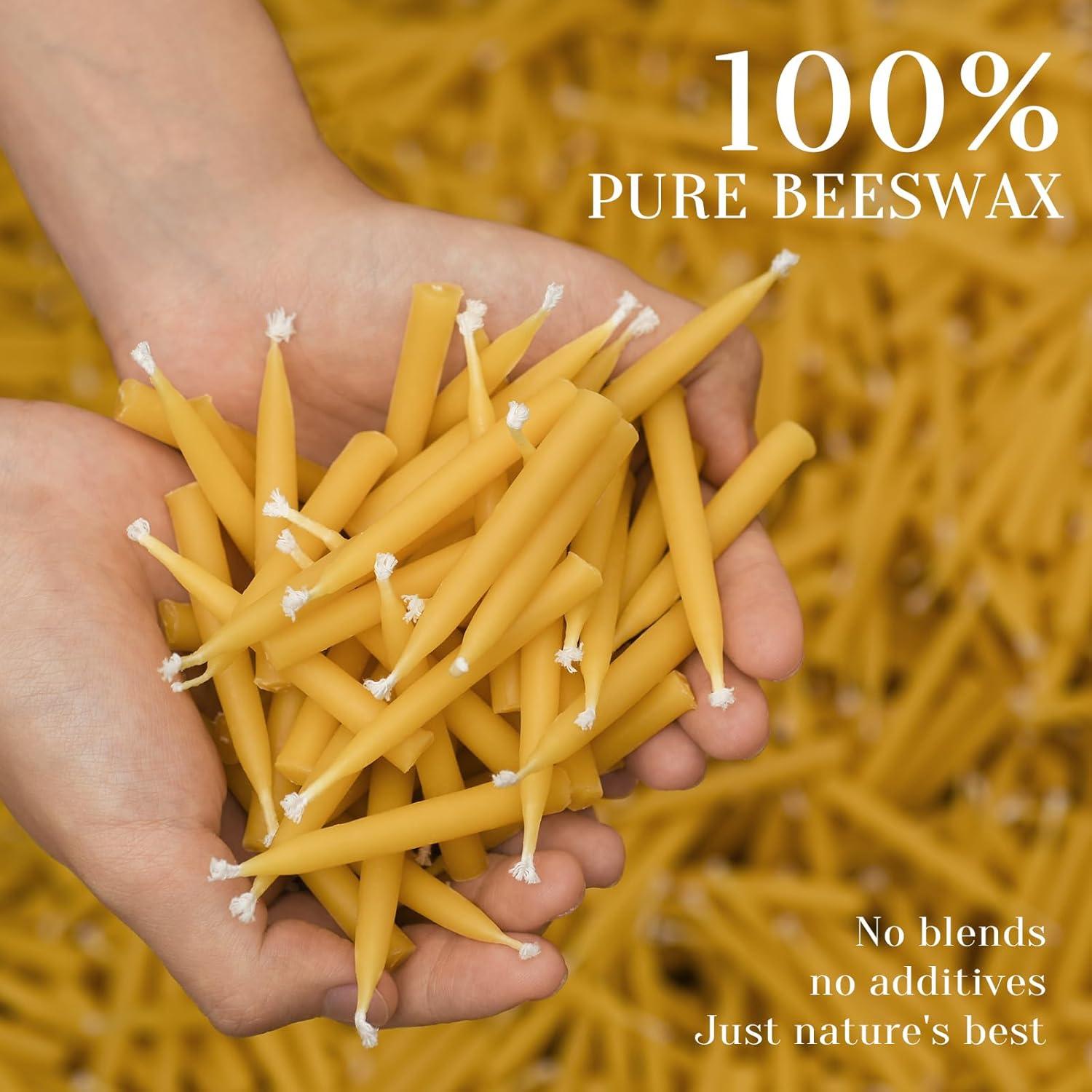 Set de 24 Velas de Cera de Abeja DEYBBY con Soportes - 20 Min de Quema