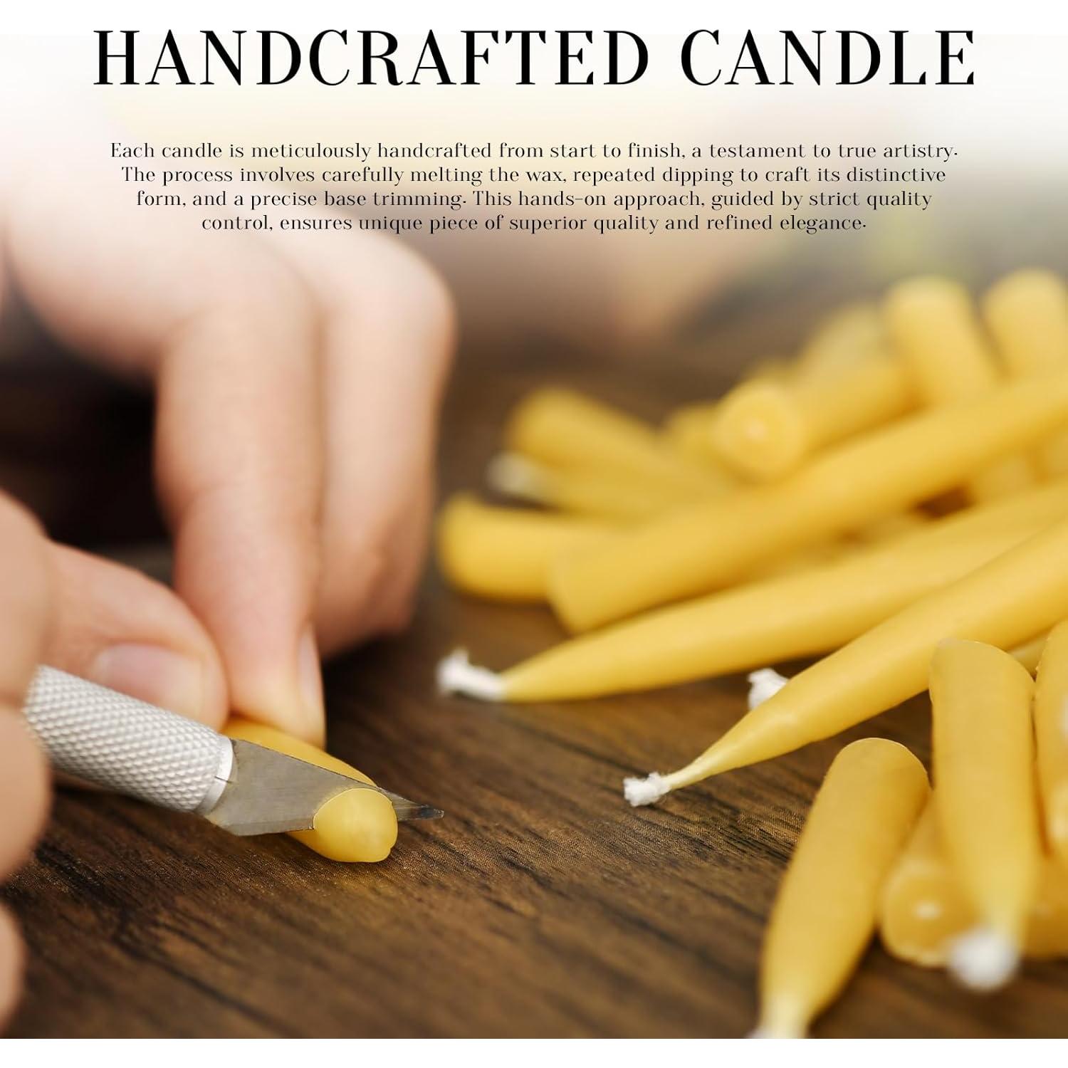 Set de 24 Velas de Cera de Abeja DEYBBY con Soportes - 20 Min de Quema