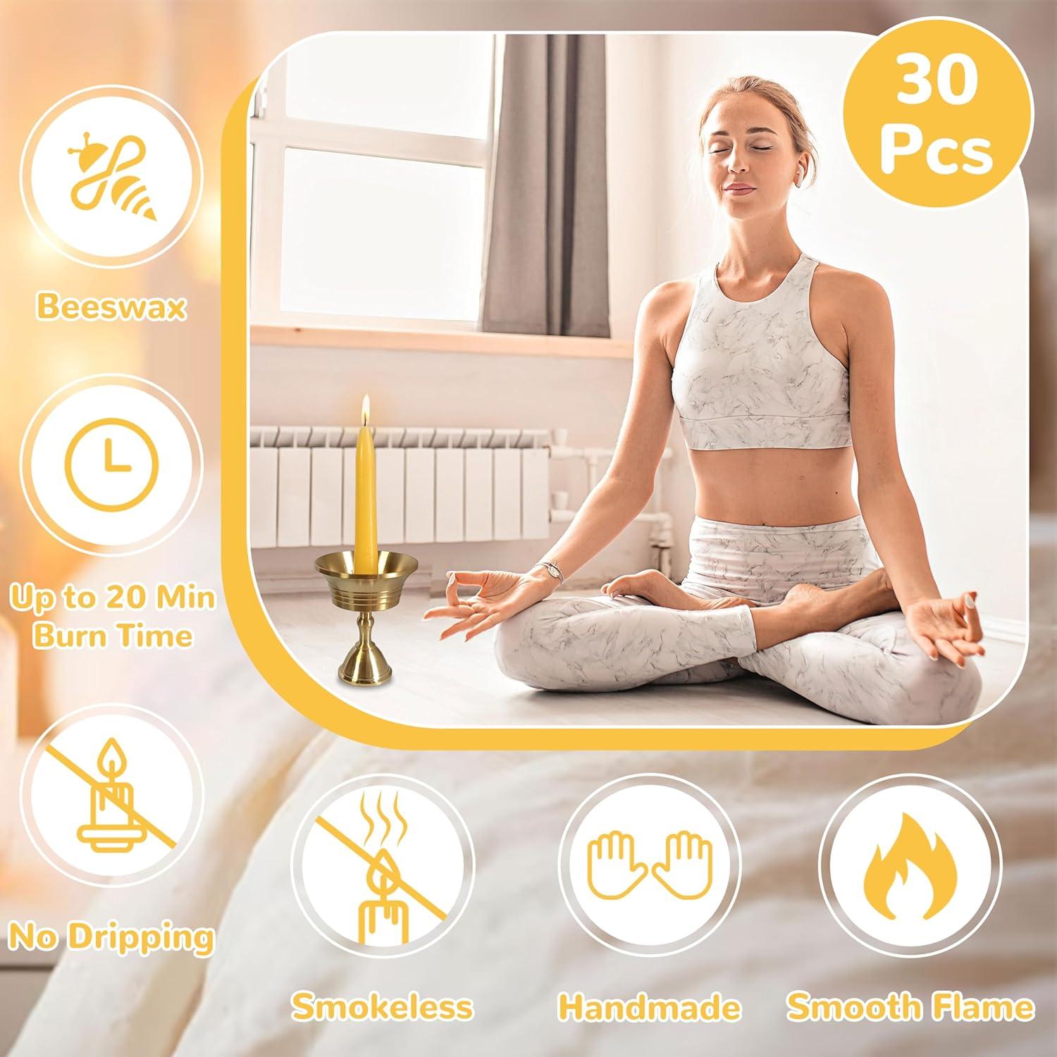 Velas de Cera de Abeja para Meditación - Paquete de 30 Mini
