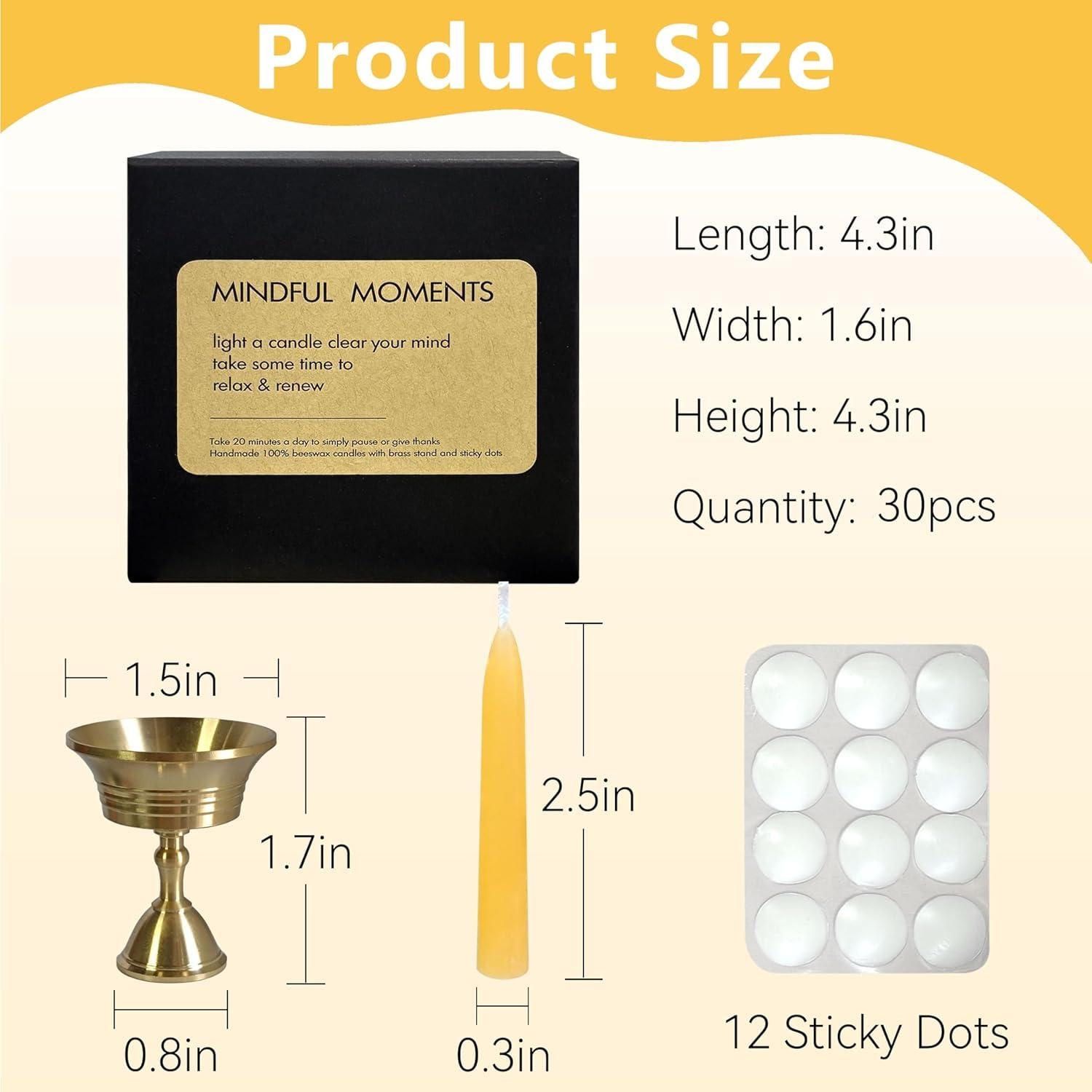 Velas de Cera de Abeja para Meditación - Paquete de 30 Mini