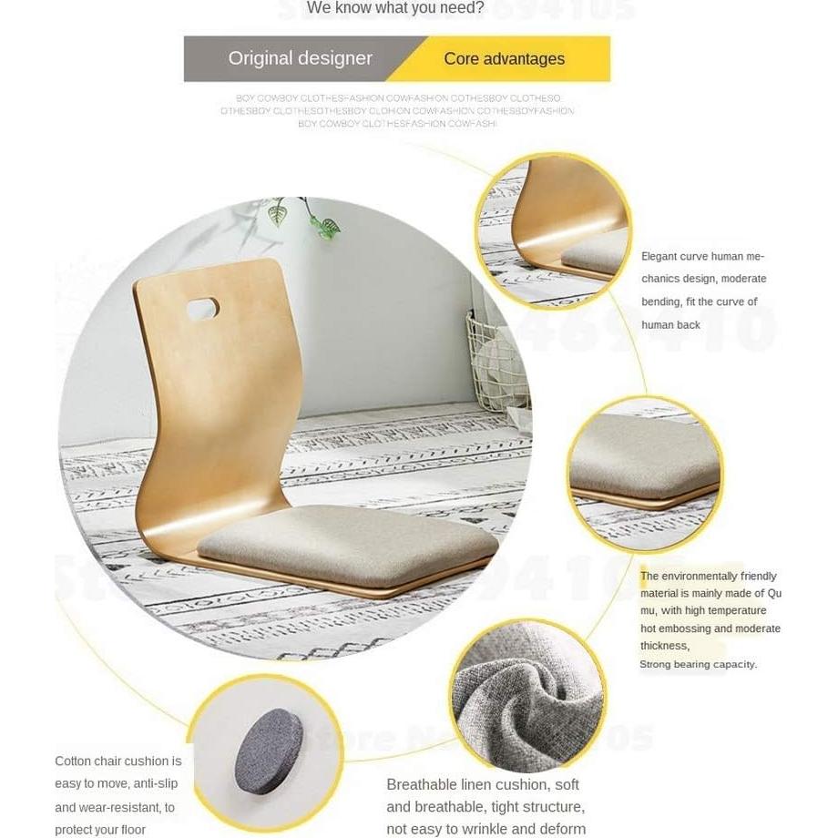 Silla de Suelo HYMIC Beige con Espuma de Memoria 46x37 cm