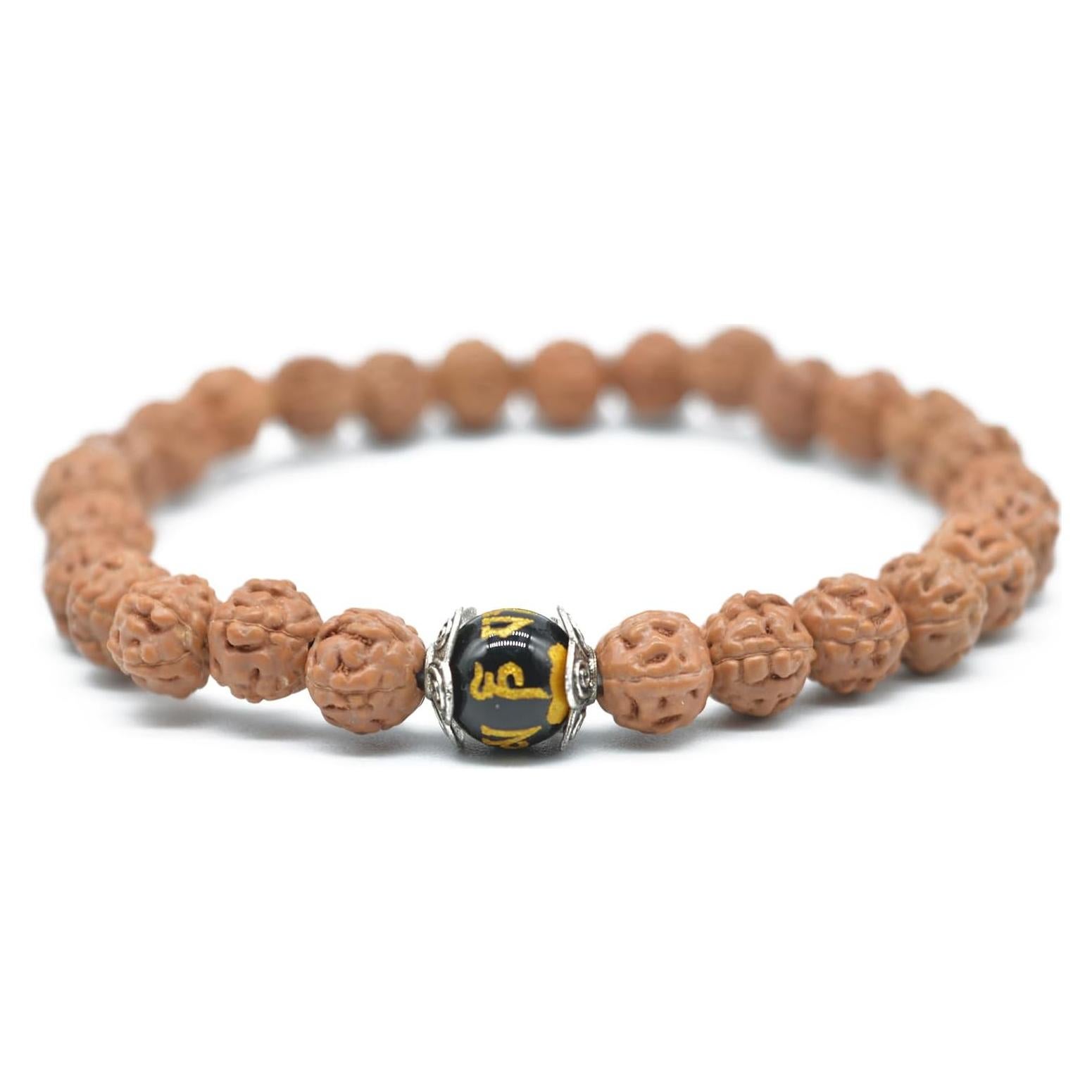 Pulsera de Rudraksha 5 Mukhi KIKILA Hecha a Mano 15-18 cm