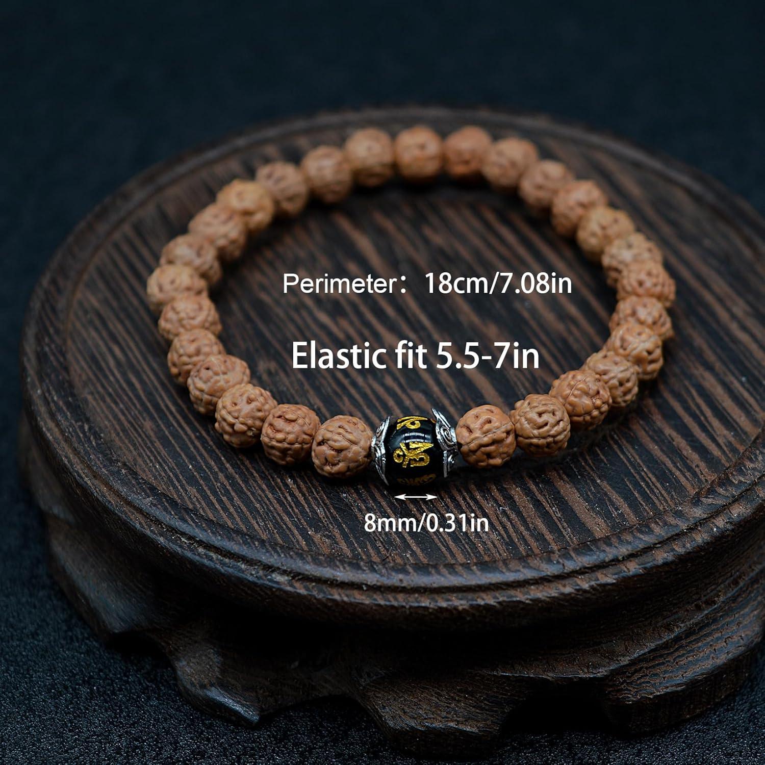 Pulsera de Rudraksha 5 Mukhi KIKILA Hecha a Mano 15-18 cm