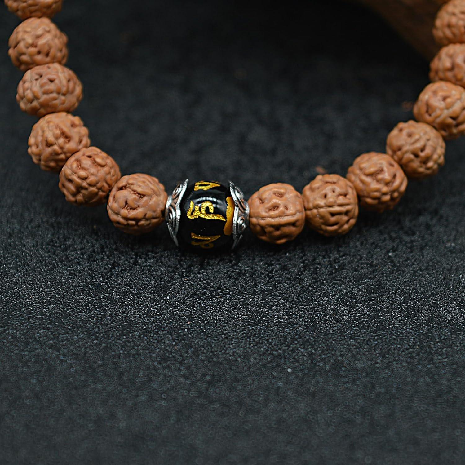 Pulsera de Rudraksha 5 Mukhi KIKILA Hecha a Mano 15-18 cm