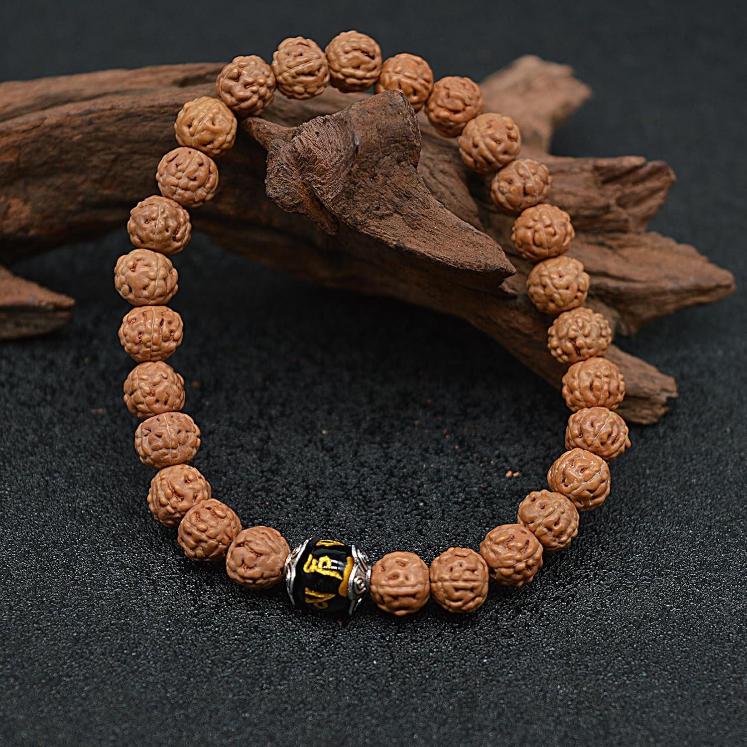 Pulsera de Rudraksha 5 Mukhi KIKILA Hecha a Mano 15-18 cm
