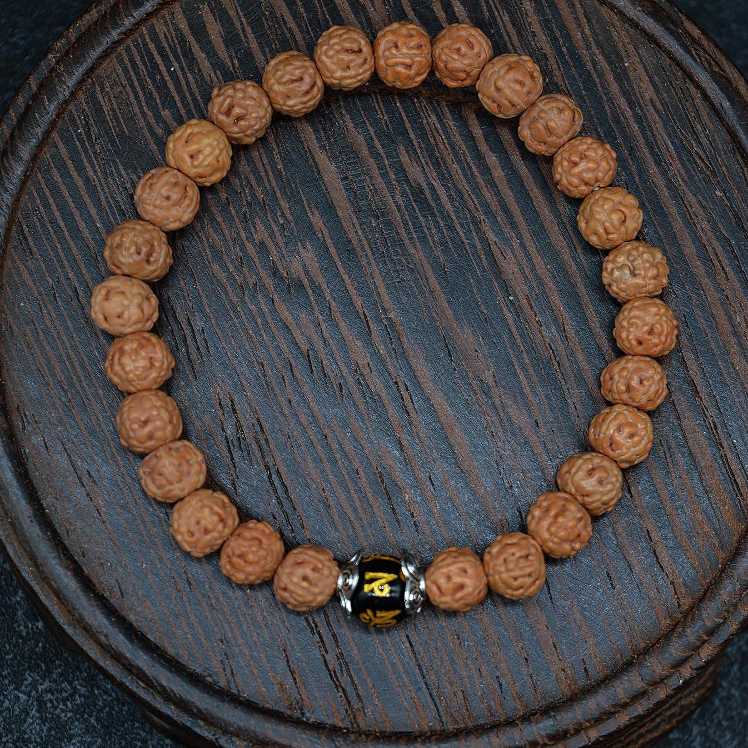 Pulsera de Rudraksha 5 Mukhi KIKILA Hecha a Mano 15-18 cm