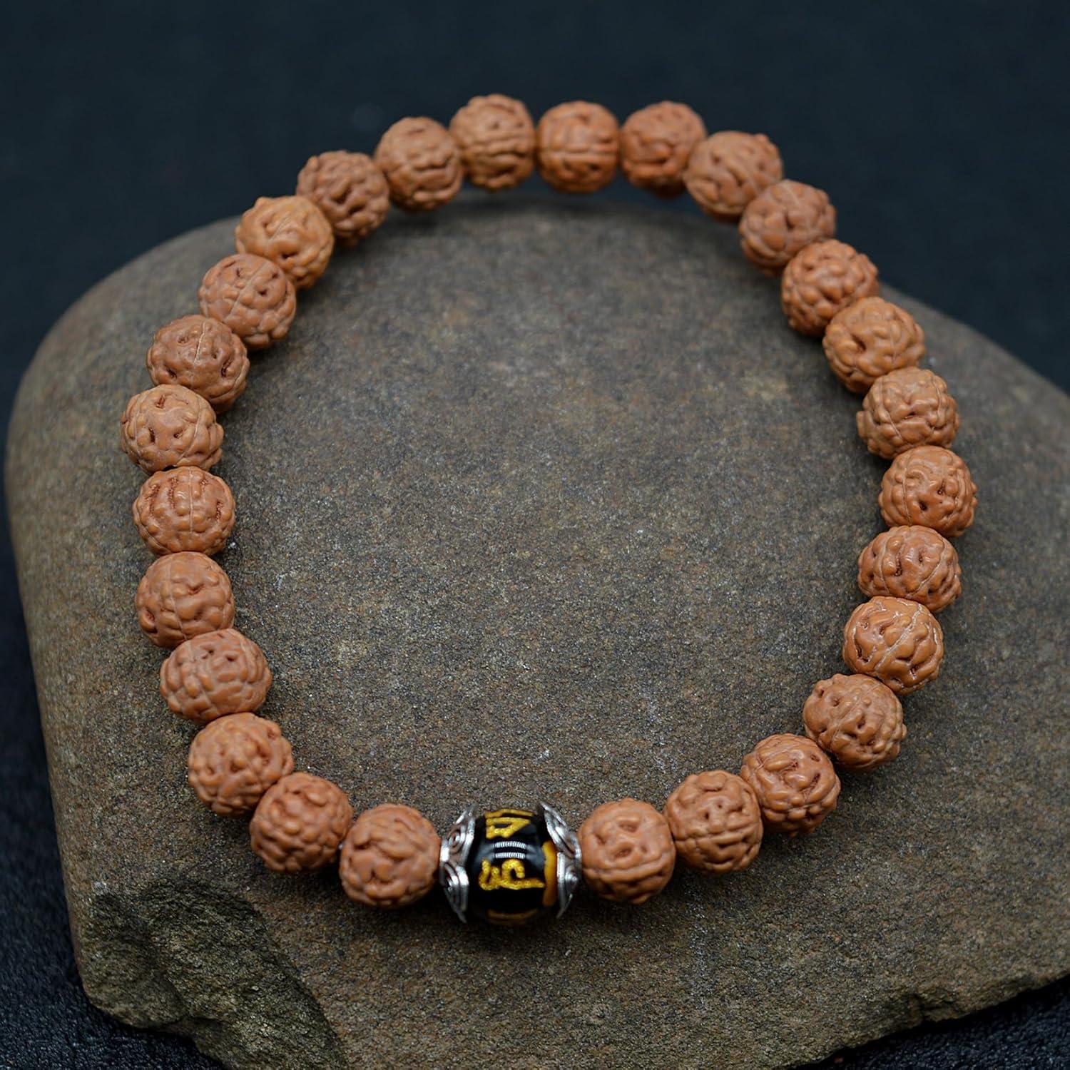 Pulsera de Rudraksha 5 Mukhi KIKILA Hecha a Mano 15-18 cm