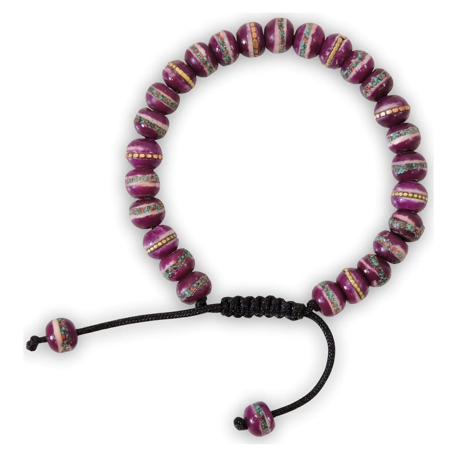 Pulsera Mala Tibetana de Oración con Perlas Curativas - Púrpura