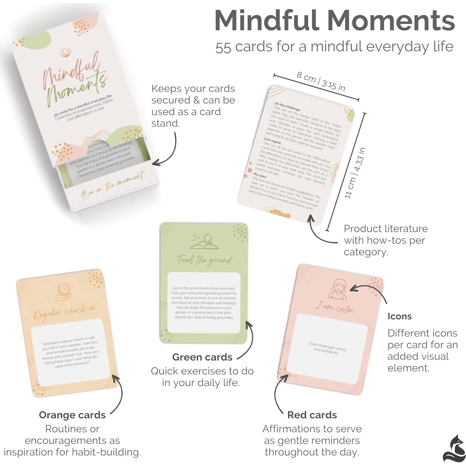 Tarjetas de Mindfulness metaFox - 55 Afirmaciones y Ejercicios