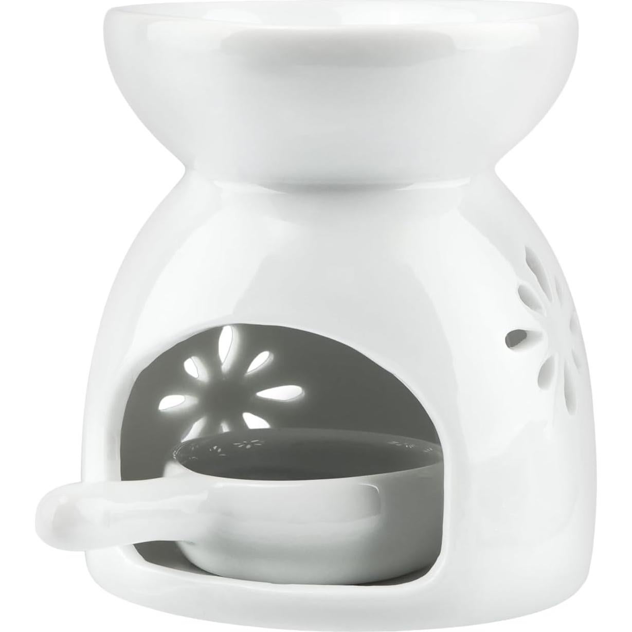 Quemador de Aceite Esencial Cerámico Restynic - Vela de Té con Patrón de Flores