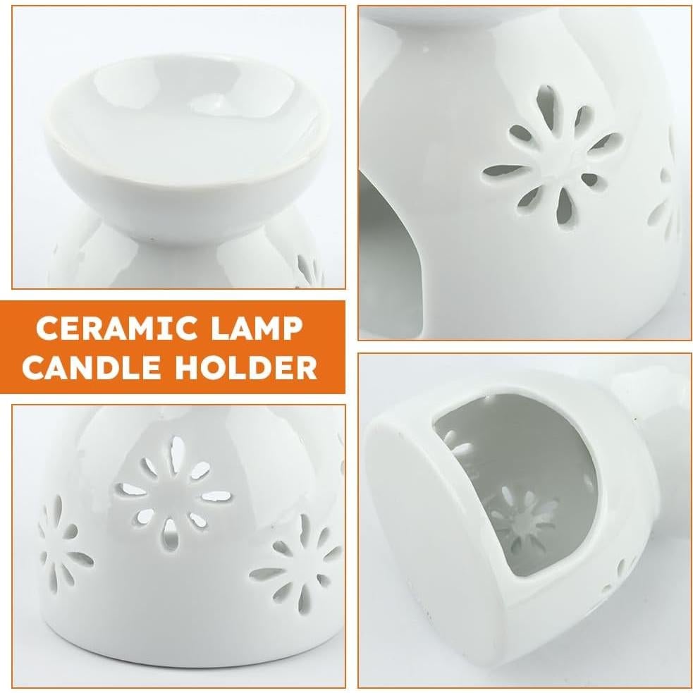 Quemador de Aceite Esencial Cerámico Restynic - Vela de Té con Patrón de Flores