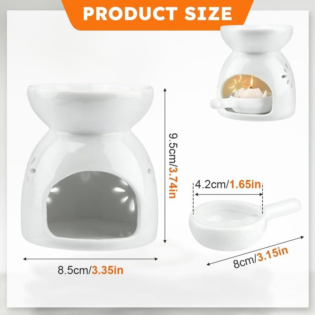 Quemador de Aceite Esencial Cerámico Restynic - Vela de Té con Patrón de Flores