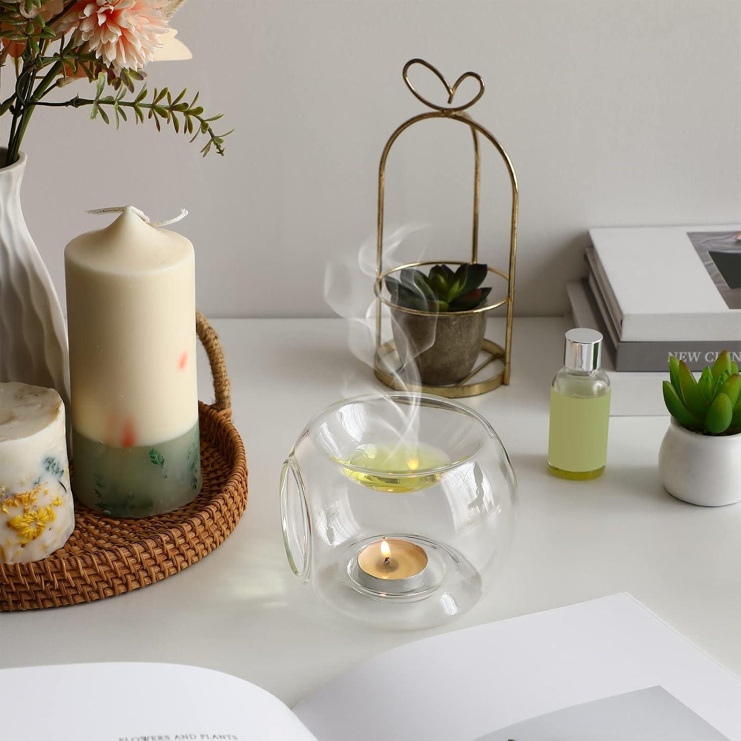 Soporte de Vela de Vidrio Uonlytech 12x12x9.5 cm Decoración