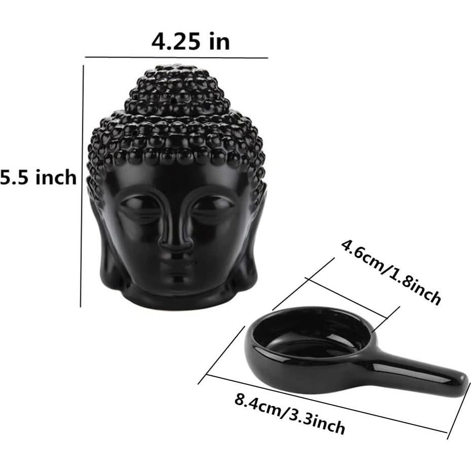 Quemador de Aceite Esencial Buda Cerámica Honkenda Negro 10.8cm