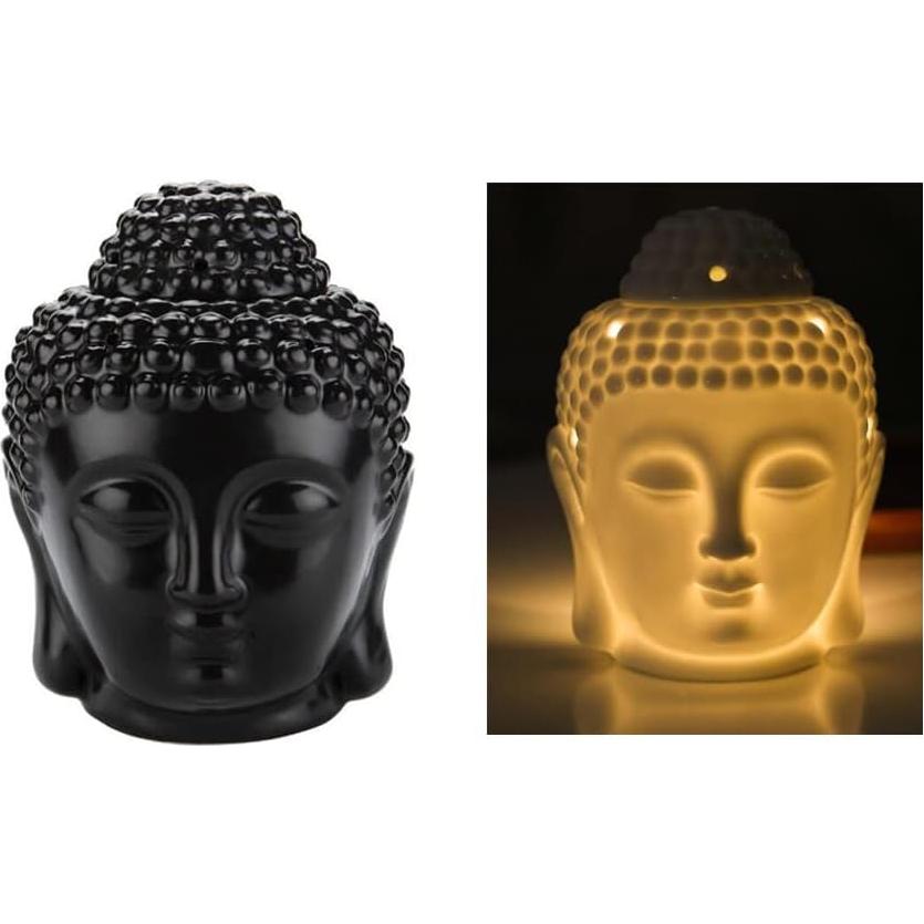 Quemador de Aceite Esencial Buda Cerámica Honkenda Negro 10.8cm