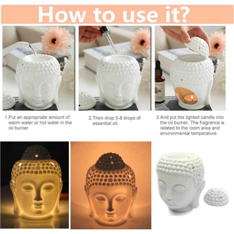 Quemador de Aceite Esencial Buda Cerámica Honkenda Negro 10.8cm