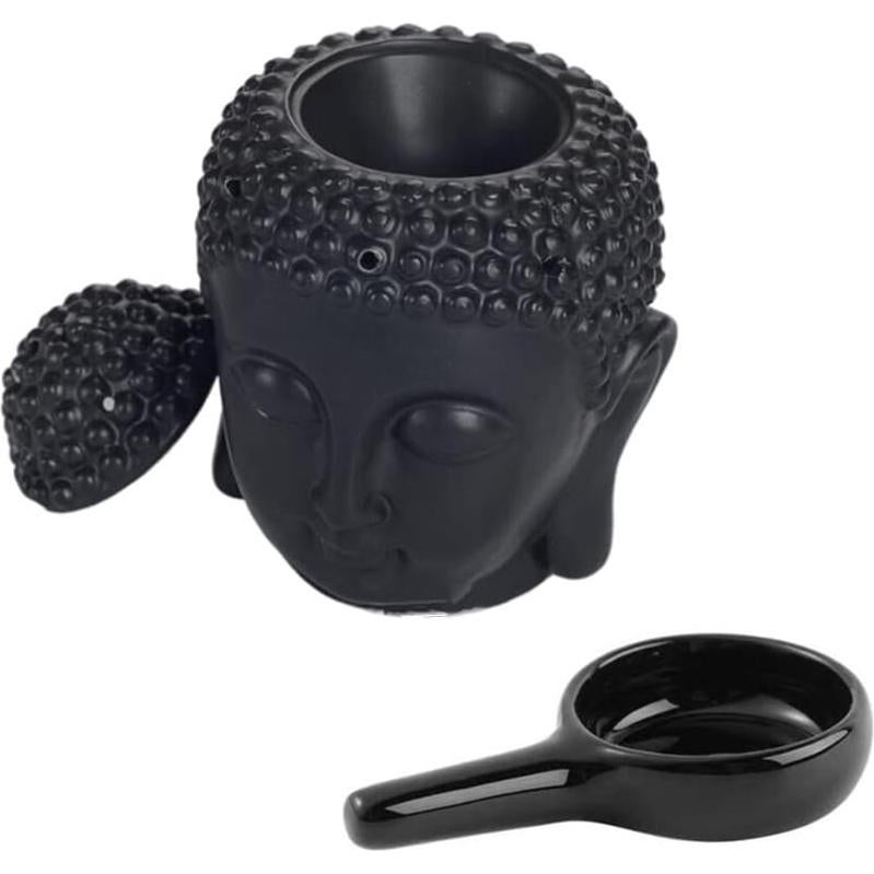 Quemador de Aceite Esencial Buda Cerámica Honkenda Negro 10.8cm