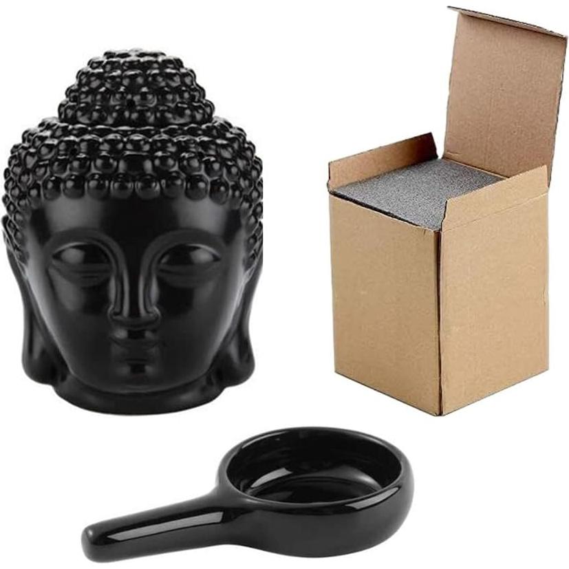 Quemador de Aceite Esencial Buda Cerámica Honkenda Negro 10.8cm