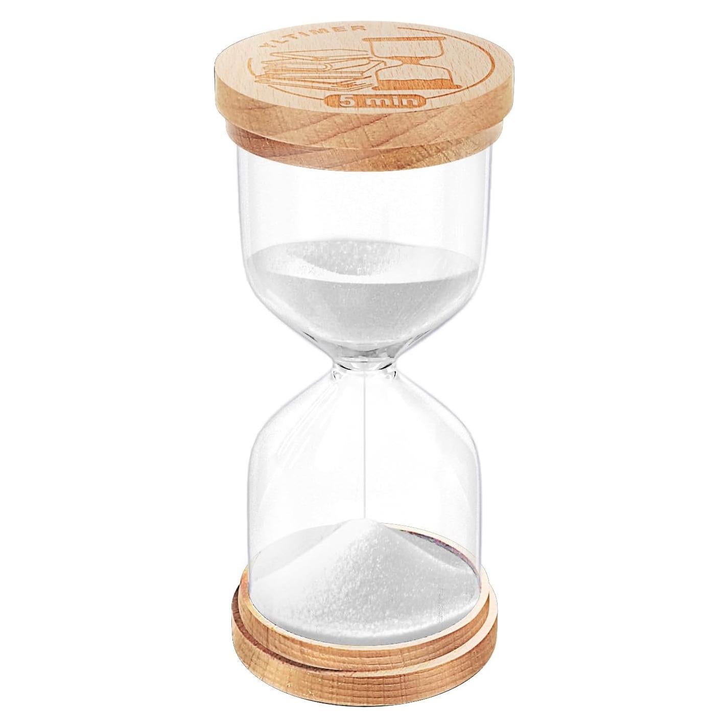 Temporizador de Arena 5 Minutos YLTIMER Blanco - Reloj de Madera