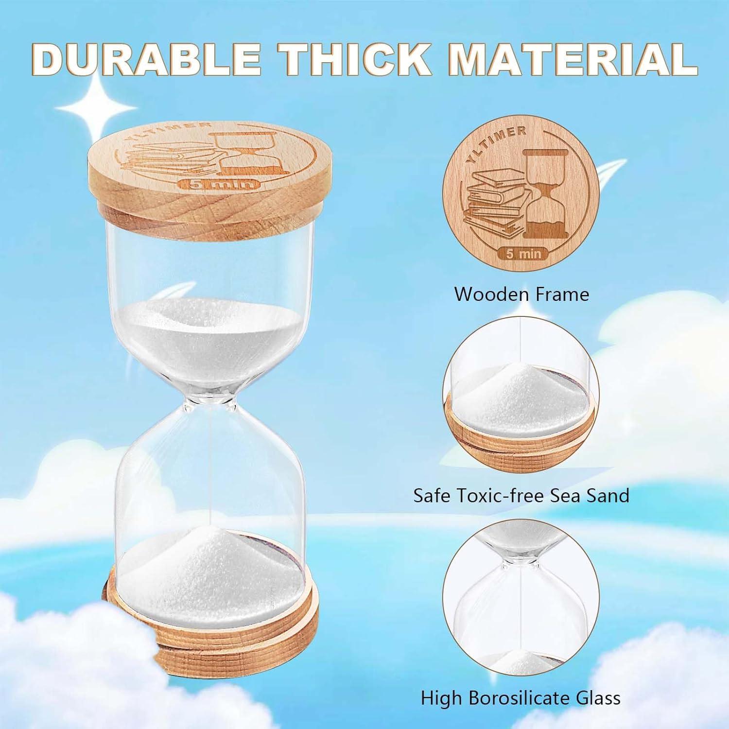 Temporizador de Arena 5 Minutos YLTIMER Blanco - Reloj de Madera