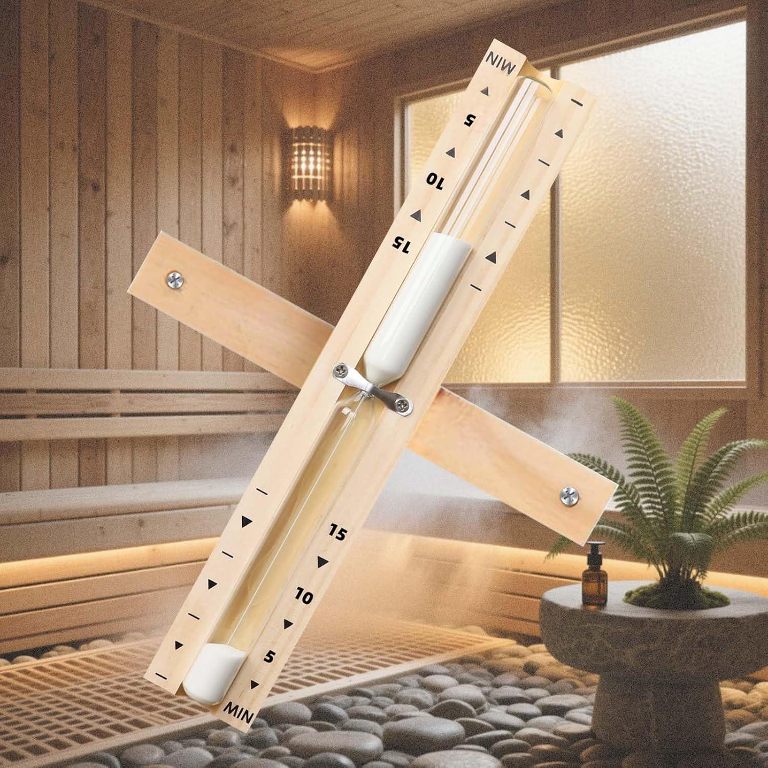 Reloj de Arena de Sauna YLTIMER 15 Minutos Madera Blanca