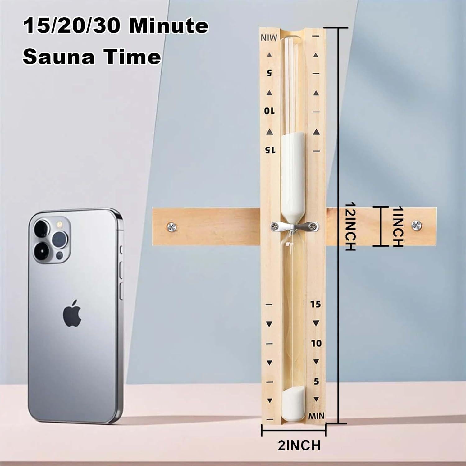 Reloj de Arena de Sauna YLTIMER 15 Minutos Madera Blanca