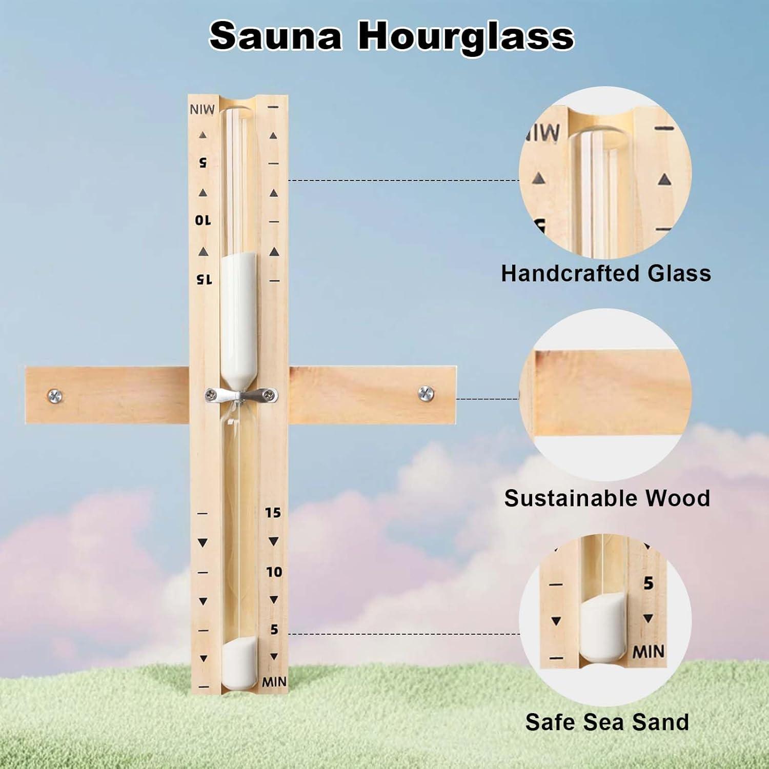 Reloj de Arena de Sauna YLTIMER 15 Minutos Madera Blanca