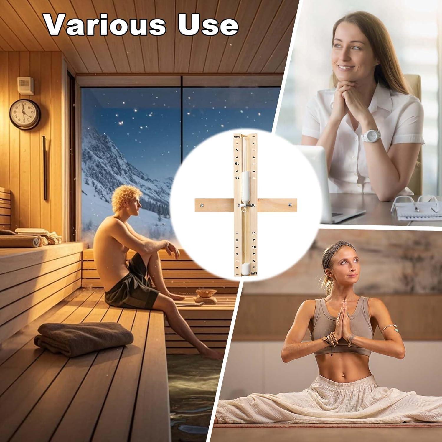 Reloj de Arena de Sauna YLTIMER 15 Minutos Madera Blanca