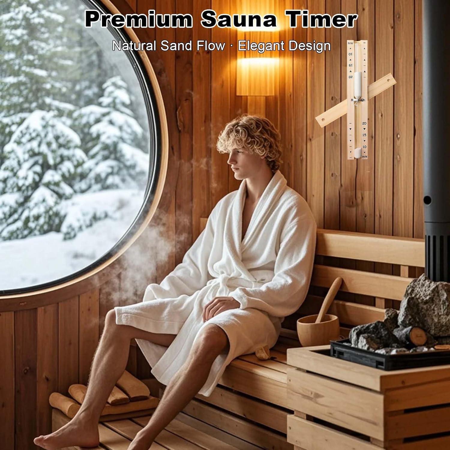 Reloj de Arena de Sauna YLTIMER 15 Minutos Madera Blanca