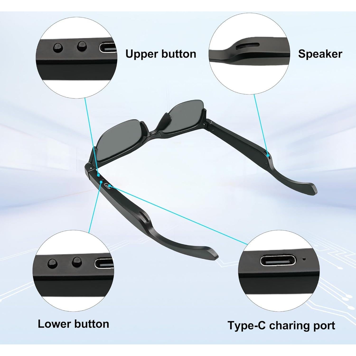 Gafas de sol inteligentes RERBO E60 Bluetooth polarizadas
