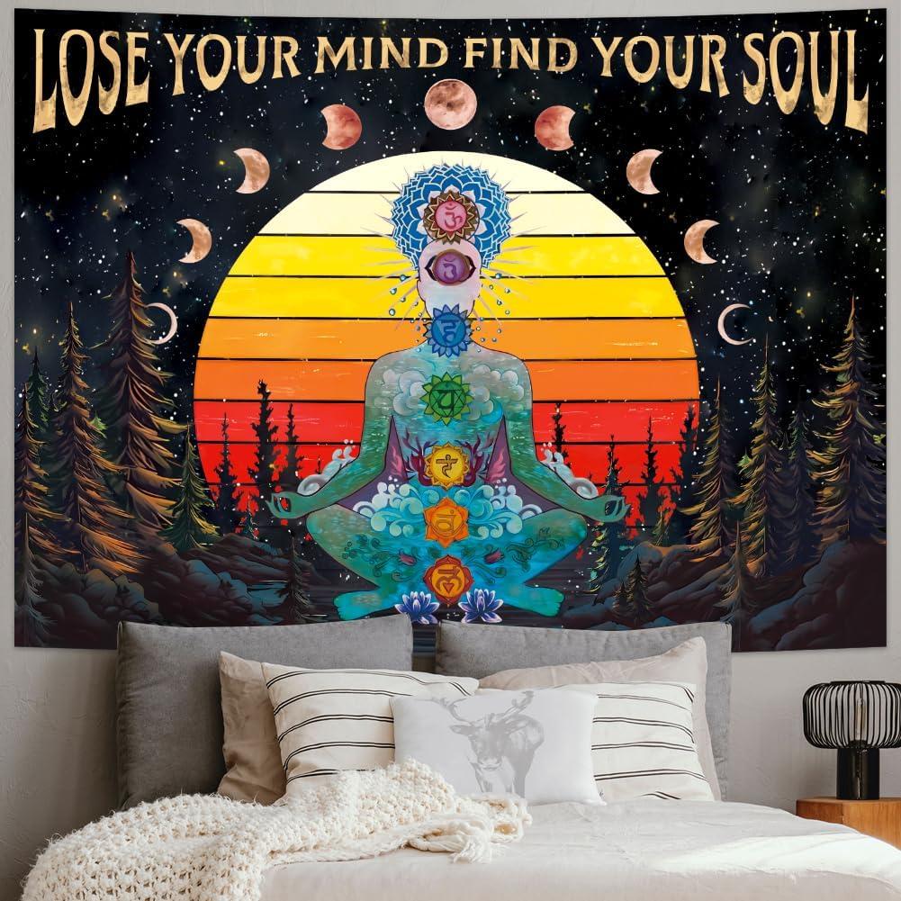 Tapiz de Siete Chakras Amhokhui 200x150cm Decoración Boho
