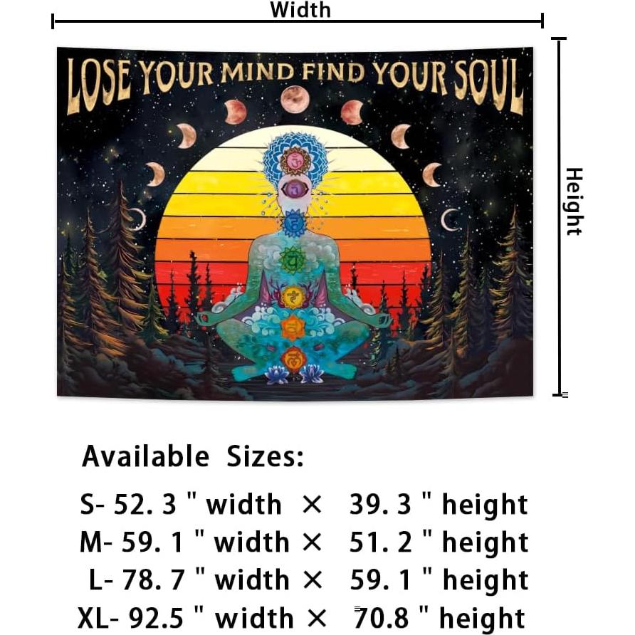 Tapiz de Siete Chakras Amhokhui 200x150cm Decoración Boho