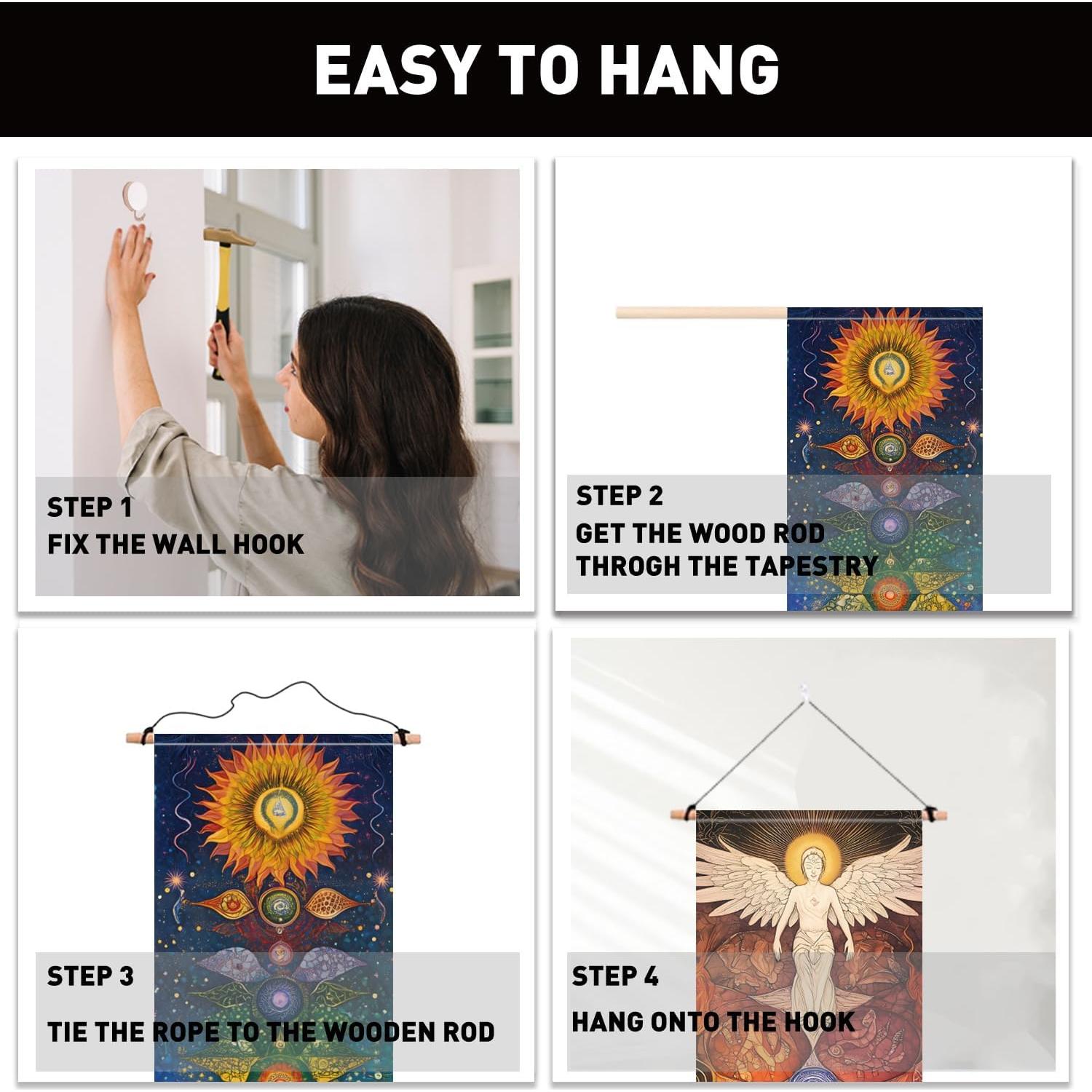 Tapiz de Chakra PLIGREAT 2 Piezas 130x33 cm con Borlas