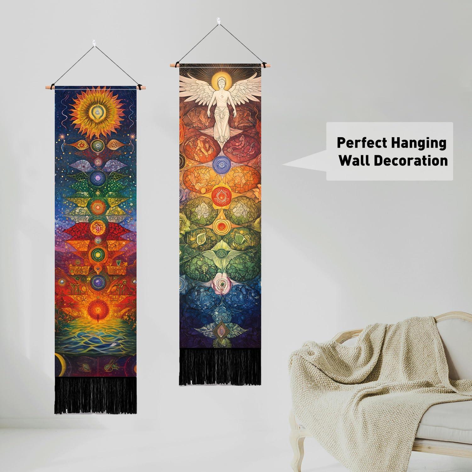 Tapiz de Chakra PLIGREAT 2 Piezas 130x33 cm con Borlas