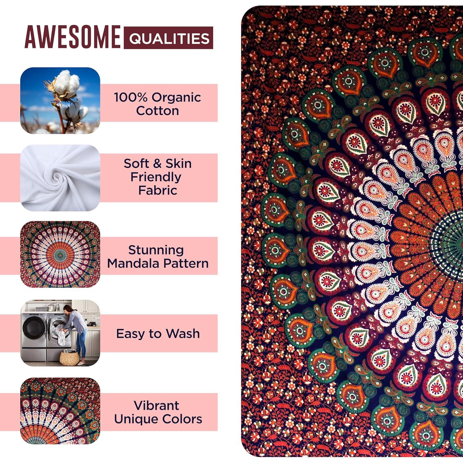 Tapestry Mandala Raajsee Colgante de Pared 100% Algodón 132x208 cm