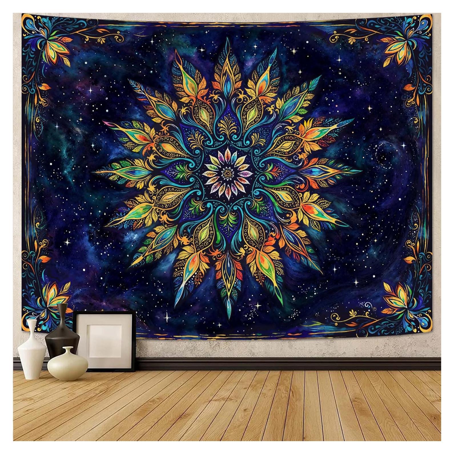 Tapiz Mandala Floral Boho Fowocu 101.6x76.2cm Púrpura