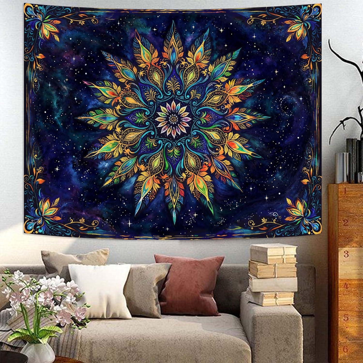 Tapiz Mandala Floral Boho Fowocu 101.6x76.2cm Púrpura