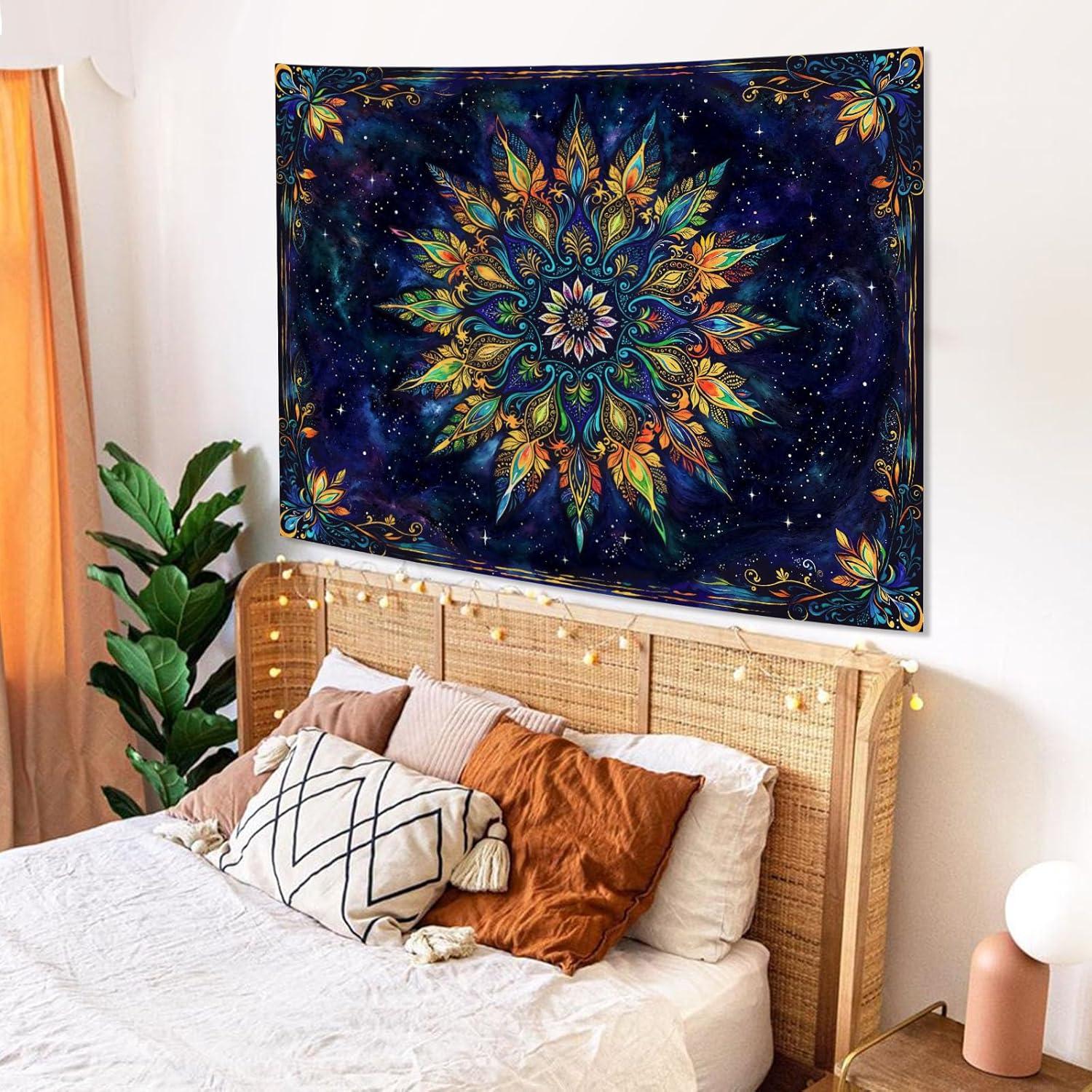 Tapiz Mandala Floral Boho Fowocu 101.6x76.2cm Púrpura