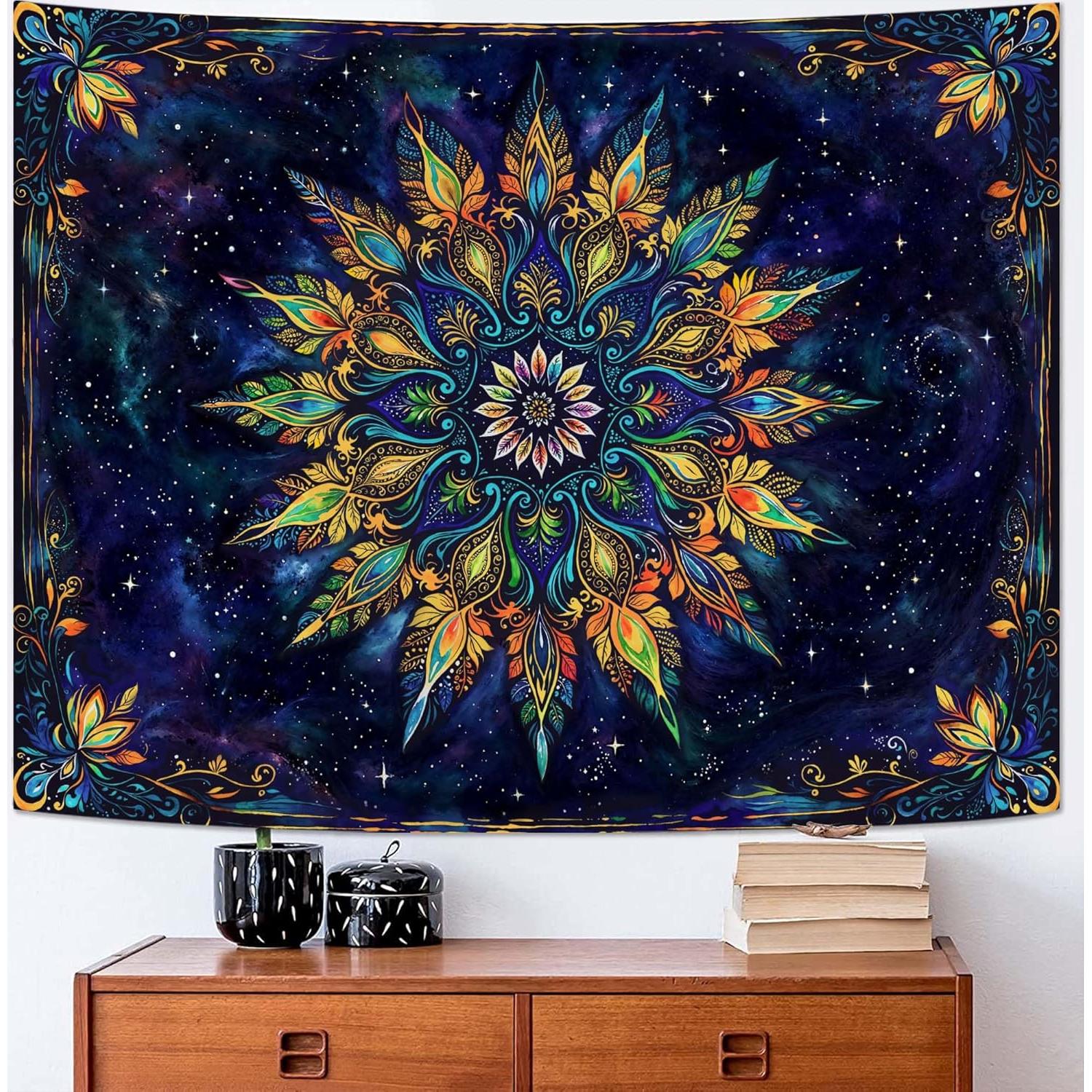 Tapiz Mandala Floral Boho Fowocu 101.6x76.2cm Púrpura