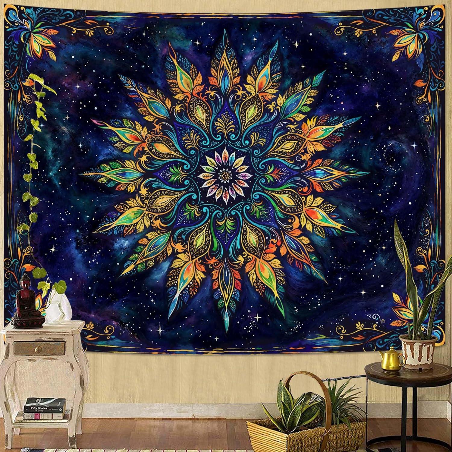 Tapiz Mandala Floral Boho Fowocu 101.6x76.2cm Púrpura