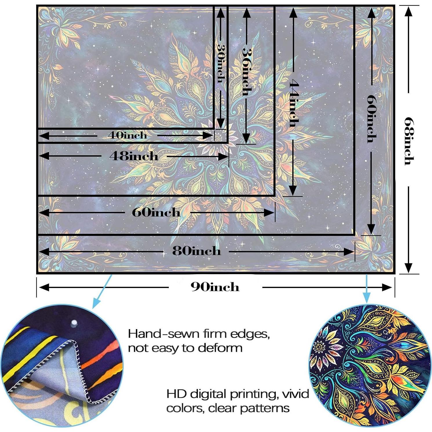 Tapiz Mandala Floral Boho Fowocu 101.6x76.2cm Púrpura