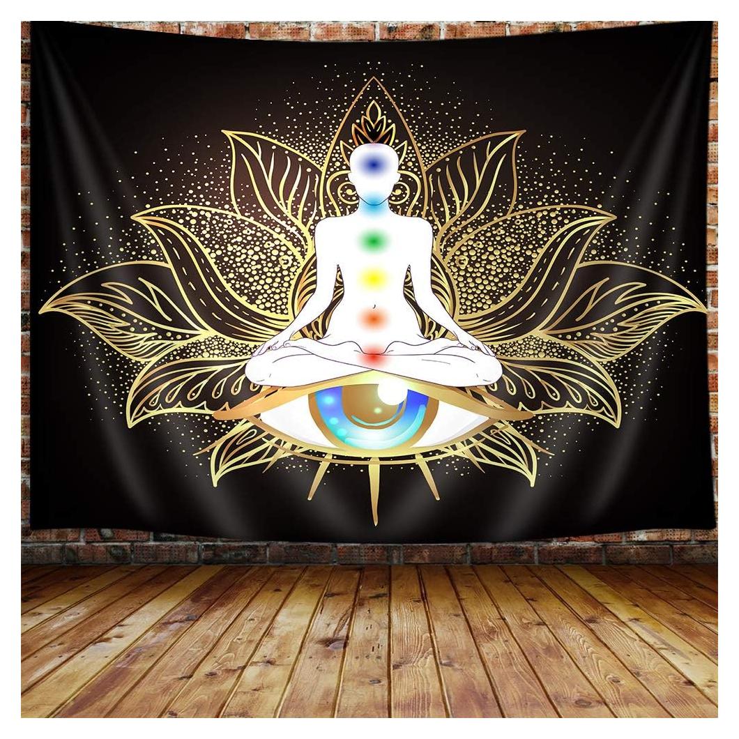 Tapiz de Meditación JAWO 152.4x101.6 cm Lotos Dorados