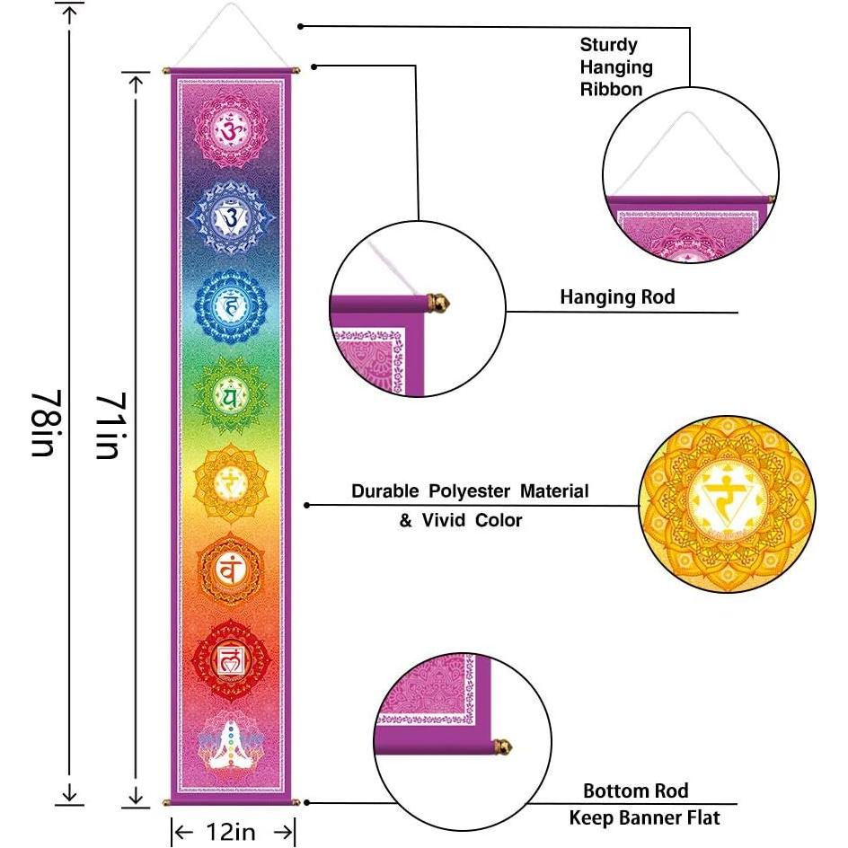 Banner de Yoga Funnytree 30x180 cm Mandala 7 Chakras Decoración